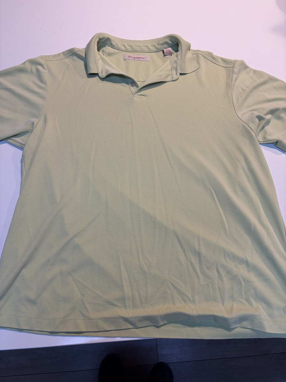 Tommy Bahama Men's Polo Shirt Green Size XL Modal Blend Textured Golf Shirt
